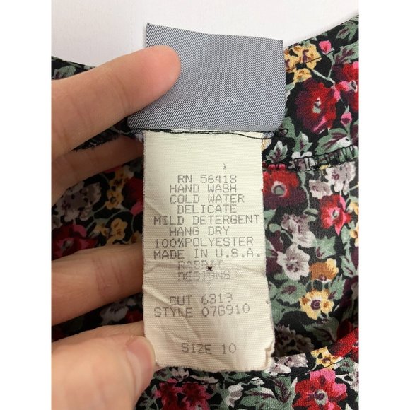 90's Rabbit Rabbit Rabbit Floral Women's Size 10 Made in USA Dress - Picture 7 of 10